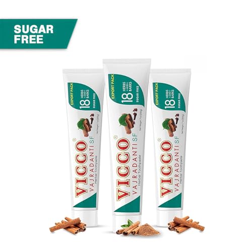 Vicco Vajradanti Sugar-Free Ayurvedic Herbal Toothpaste - 70 Year Legacy of Ayurveda, with 18 Ayurvedic Herbs & Barks, Fluoride-Free - 7 oz (3 Pack)