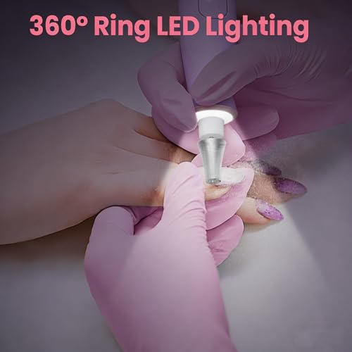 Electric Nail Drill,Purple Electric Nail File with 10 Speeds,10 Bits & LED Light,for Acrylic Nails,Gel Polish Removal,Thick Toenails–Beginner-Friendly
