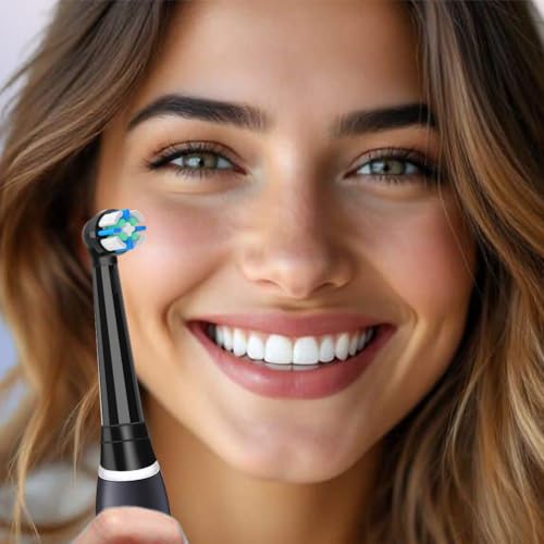 Replacement Heads Compatible with Oral B iO 3 4 5 6 7 8 9 10 Series Electric Toothbrush,Toothbrush Heads Compatible with Oral B iO Replacement Heads, Medium Bristles for Effective Cleaning,Black Black 8 Count (Pack of 1)