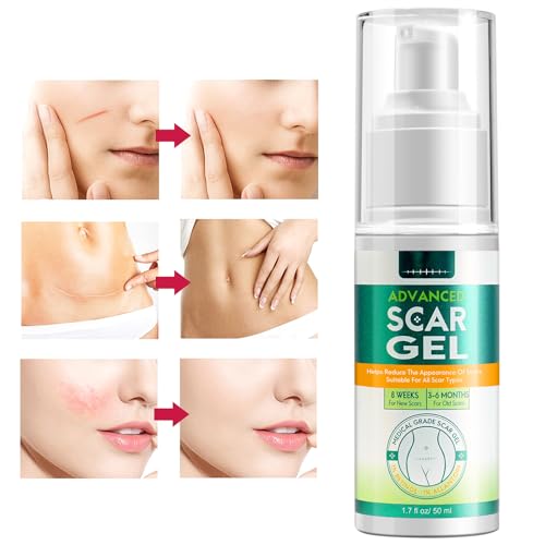 Scar Gel, Scar Removal Cream, Scar Treatment for Surgical Scars, Acne, Burn, C-Section, Keloid, Burn, Acne, Tummy Tuck, Remover Scar for Old or New, Kids, Men, Woman, 50Ml