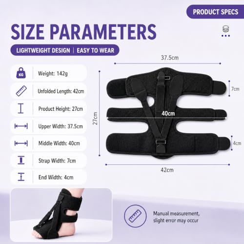 Plantar Fasciitis Night Splint 5-Piece Kit, Foot Drop Brace + Massage Ball + Socks + Arch Support + Bag Black Kit