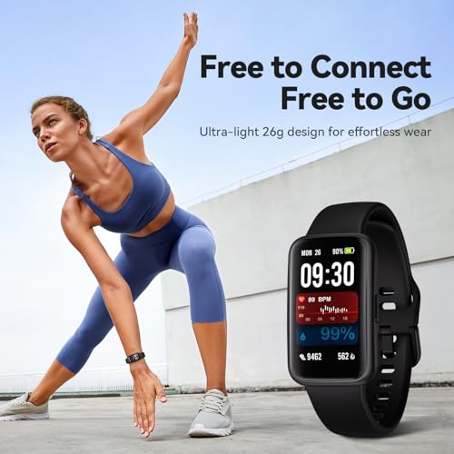 Fitness Tracker Smart Watch, 1.47" Color Screen, 100+ Sports, Black