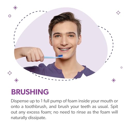 EverSmile OrthoFoam Braces Cleaner — Brushable Foam Whitens Teeth, Eliminates Bacteria, Fights Plaque and Bad Breath – Cleans Under Metal, Ceramic, Clear Brackets and Wires – 50ml (2 Pk)