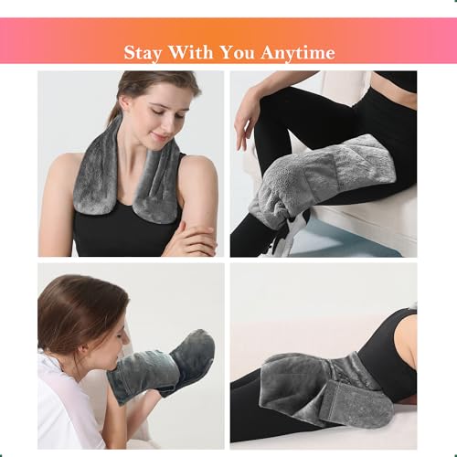 Romfox 4-in-1 Detachable Microwavable Heating Pad for Back, Neck, Shoulder and Waist - Modular Moist Heat Pack for Body Pain Relief - Reusable Hot & Cold Therapy Set