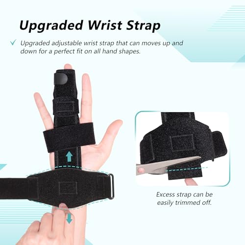 Trigger Finger Splint, Adjustable Two Finger Splint with Upgraded Wrist Strap, Full Hand and Wrist Brace Support, Metal Straightening Immobilizer for Sprains, Mallet Injury, Arthritis (S/M) S/M Upgraded Version