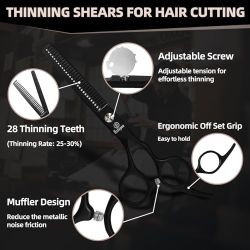 6.5 inch Hair Cutting Scissors Set with Razor Black