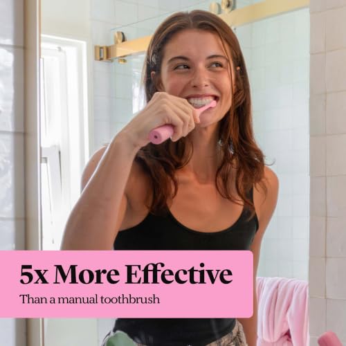 Made by Dentists PRO‑X Replacement Brush Heads for Adults – Compatible with PRO‑X Sonic Toothbrush (3 Pack) – Dentist‑Designed, Deep Plaque Removal, Soft Bristles, Travel‑Ready, Pink