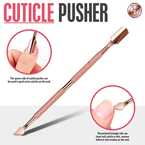 FANDAMEI Cuticle Trimmer, Cuticle Kit, Cuticle Pusher, Cuticle Nippers Rosegold