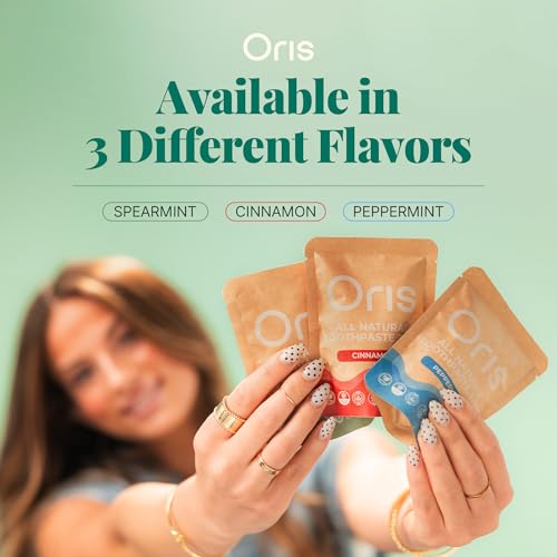 Oris Starter Bundle – 1 Month Supply: Natural Toothpaste Tablets | Fluoride-Free, Travel-Friendly, Kid-Safe with Enamel-Strengthening Nanohydroxyapatite (62 Count (Pack of 1), Spearmint) 62 Count (Pack of 1)