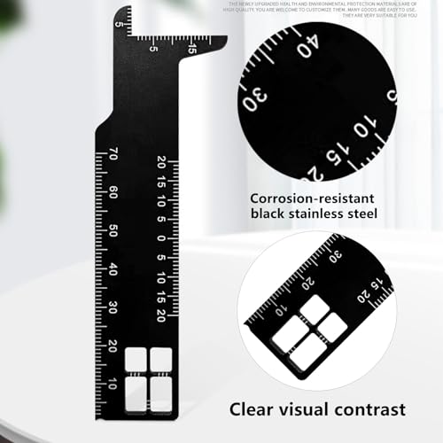 Professional Dental Precision Measuring Ruler, Black Stainless Steel Endodontic Scale Tool Instrument, Small Handheld Metric Scaling Measurements for Accurate Dental Assessment Care
