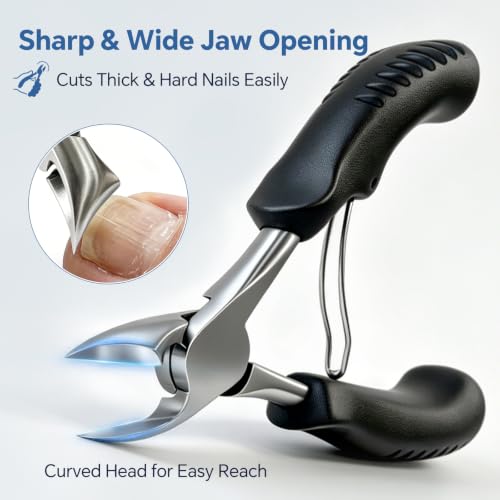 Heavy Duty Toenail Clippers for Men and Women Ingrown Toe Nail Clipper Large (Black)