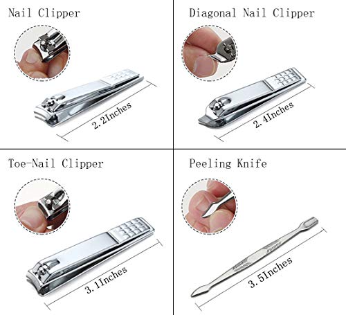 Manicure Set Professional Nail Clippers Kit Pedicure Care Tools- Stainless Steel Grooming Kit 12Pcs for Travel or Home (Pink)