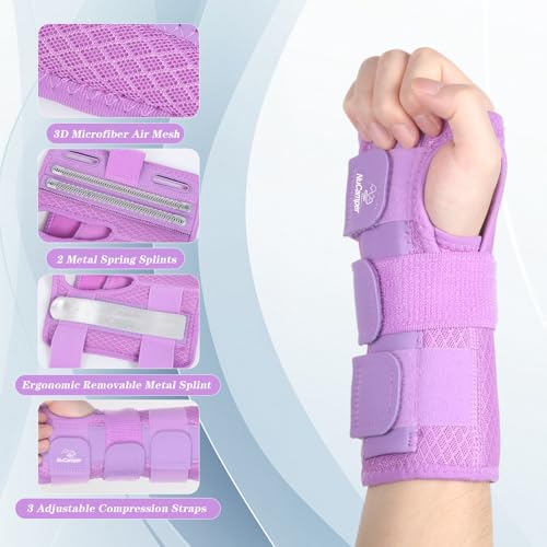 NuCamper Wrist Brace for Carpal Tunnel Wrist Support Right Hand Purple Purple-Right S/M