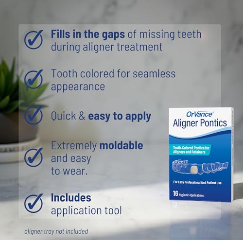 ORVANCE Aligner Pontics Temporary Tooth Replacement - Medium 1pk (16ct) 16 Count (Pack of 1) Medium Shade