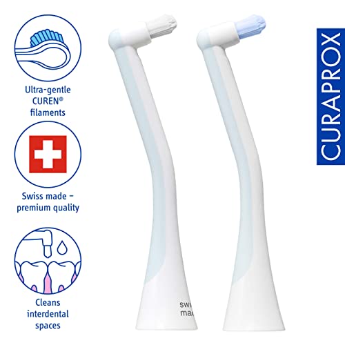 Curaprox Hydrosonic Brush Heads Single Duo – for Precision Cleaning of Braces, Implants & Gum Line | Sonic Toothbrush Replacement Heads, 2-Pack | Swiss Made Black/Black