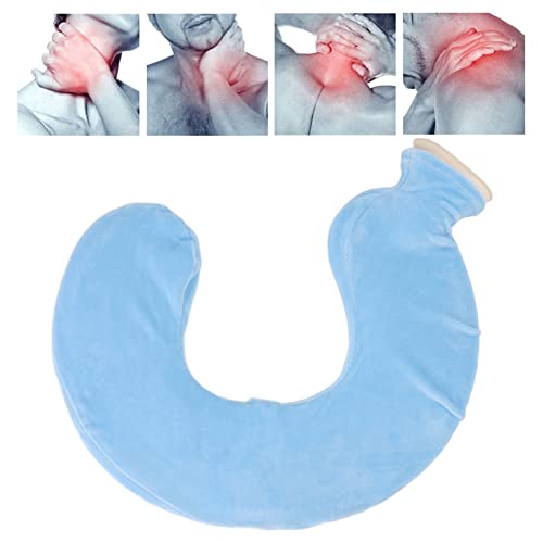 U Shaped Neck Warm Water Bag, Hot Water Bottle for Pain Relief Hot Water Bottles Hot & Cold Therapies (Light Blue)