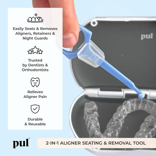 PUL Pack of 3 Reusable 2-in-1 Aligner Seating Chewie & Removal Tool — Compatible with Invisalign, Removable Braces, Retainers, Trays – Easy-to-Use Remover & Chew, Dental, Oral – Pink, Orange, Blue. Removal + Seating Tool