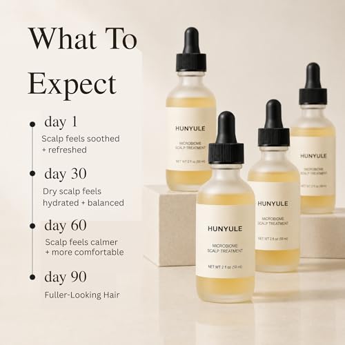 HUNYULE Microbiome-Friendly Scalp Serum, 2 oz – Leave-In Serum for Itchy, Dry & Sensitive Scalp, Supports Fuller-Looking Hair