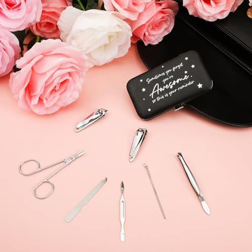 1 Set Manicure Kit Bulk 7 in 1 Steel Nail Clippers, Black