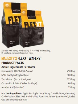 Majesty's Flex XT Wafers - Superior Horse / Equine Joint Support With Increased Supplement Levels - Glucosamine, MSM, Yucca, Vitamin C - 30 Count (1 Month Supply) - BeesActive Australia