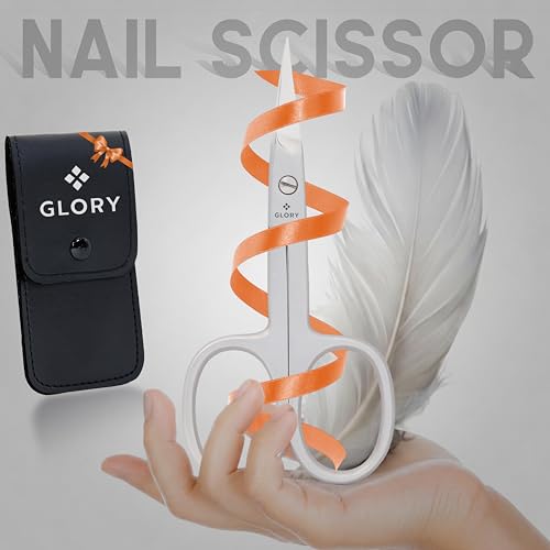 GLORY Professional Curved 3.5 Inch Nail Scissors, Premium Stainless Steel Manicure & Pedicure Scissors for Fingernails & Toenails, Sharp Precision Nail Cutting Scissors for Men & Women 3.5" Curved Nail - Classic