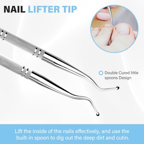 2PCS Ingrown Toenail File and Lifters, Upgraded Professional Surgical Safe Ingrown Toenail Removal Kit Ingrown Toenail Tool White