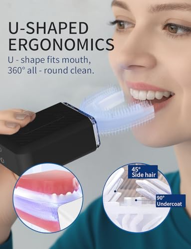 U-Shaped Electric Toothbrush for Adults, Electric Toothbrush with 4 Cleaning Modes, IPX7 Waterproof ultrasonic Toothbrush