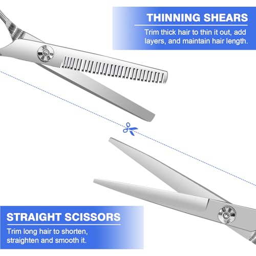 Professional Hair Cutting Kit for Women & Kids - Hair Scissors, Split Ends Trimmer & Bangs Clips - DIY Home Haircut Tools for Precision Cutting, Styling & Trimming