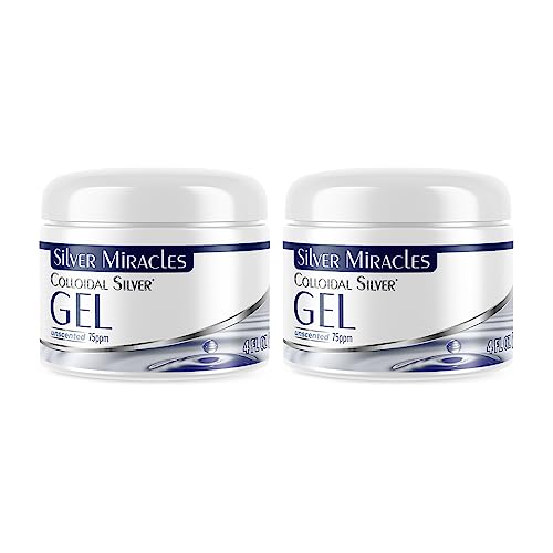 Silver Miracles Colloidal Silver Gel - Nano Silver Gel Wound Care - Healing Ointment for Burns & Irritated Skin - 4 Oz Unscented - Two Pack Unflavored 4 Ounce (Pack of 2)