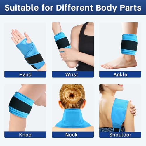 Wrist Ice Pack Wrap for Carpal Tunnel, Gel Ice Packs for Injuries Reusable Blue