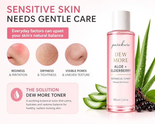 Aloe & Elderberry Facial Toner for Sensitive Skin – Organic, Alcohol-Free Hydrating Face Toner, Soothing & Pore-Minimizing, Gentle Glow-Boosting Toner, 100 mL