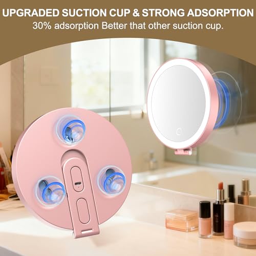 Mocado 30x Magnifying Mirror with Light, 6" Magnifying Mirror Suction Cup 30xmagnifying-rose Gold