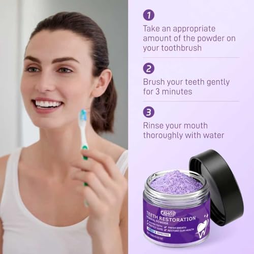 Teeth Restoration Mineral Powder,Teeth Whitening Mineral Tooth Powder,Effective in Strengthening Teeth and Gums, Dental Restoration, Fresh Breath for Daily Use 100g