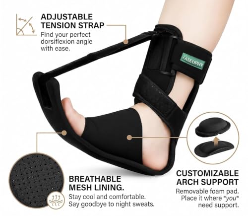 Upgraded Adjustable Night Splint, Relief for Plantar Fasciitis, Foot Drop, Achilles Tendonitis, Fits all foot size, Women & Men