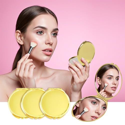 12 Pcs Compact Mirror Bulk, Gold, 1X and 2X Magnification