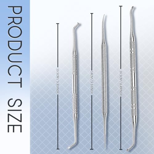3 Pack Ingrown Toenail File & Lifter, Stainless Steel Pedicure Tool Set