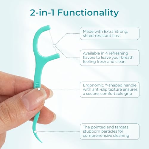 200Pcs Individually Wrapped Dental Floss Picks, Travel Floss Single Bag 200