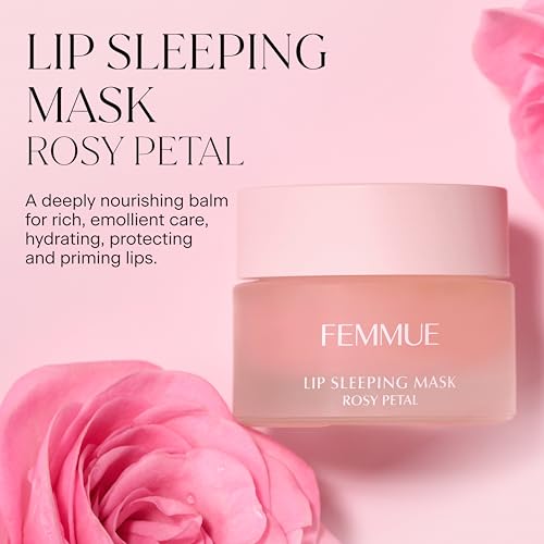 FEMMUE Lip Sleeping Mask (Rosy Petal) | Hydrating Balm to Soften Dry, Chapped Lips | Overnight Moisturizing Treatment With Vitamin E | Korean Beauty Skincare Rosy Petal