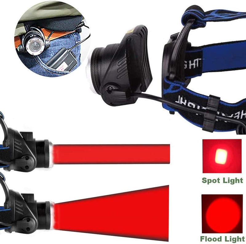 XLENTGEN Red Light Hunting Headlamp Rechargeable Red LED Headlamps 3 Modes Super Bright Red Headlamp for Coon Coyote Hog Predator Hunting Astronomy & Night Photography (Batteries Included)