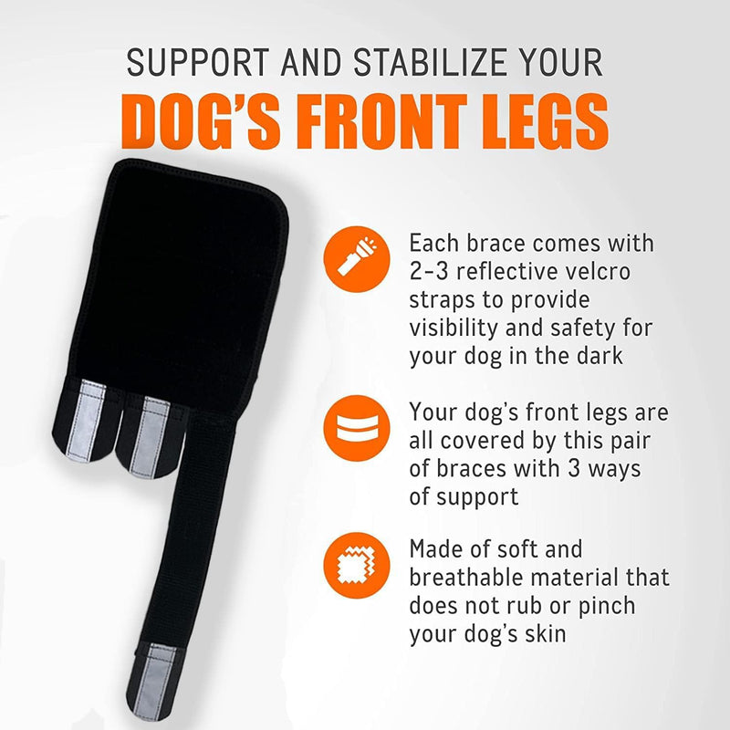 Dog Front Leg Brace, Pair of Dog Leg Brace with Metal Strips, Canine Front Leg Hock Wrap Sleeve for Carpal Support, Protects Wounds Brace Heals and Prevents Injuries and Sprains (L/XL) L/XL (1 Pair)