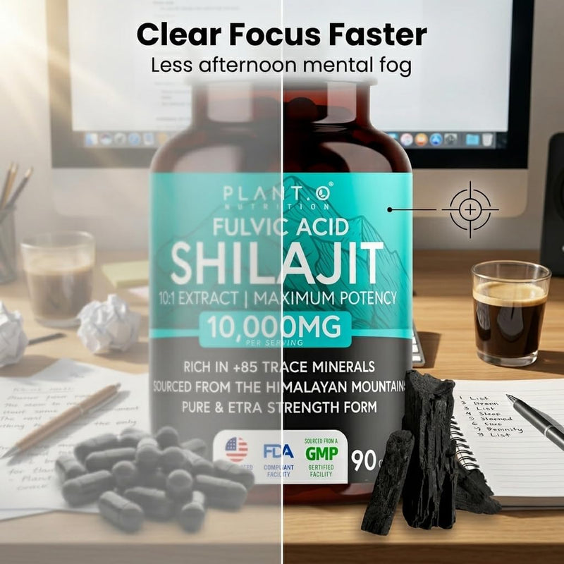 Thinbi Pure Himalayan Shilajit 10000mg Maximum Potency Organic Capsules 90 Count with Fulvic Acid & Trace Minerals for Enhanced Energy and Immune Support Men & Women Better Than Shilajit Resin - BeesActive Australia