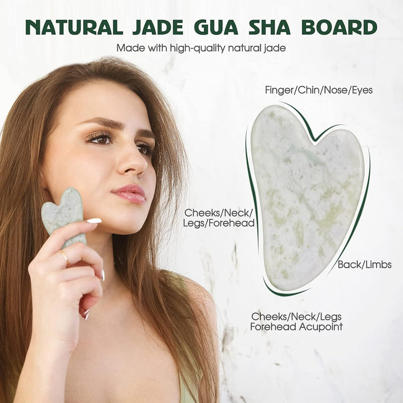 GingerChi Jade Roller for Face - 1 Pc Anti-Aging & Slimming Face Roller for Eyes, Cheeks, Forehead, & Neck, Handmade Skin Care Facial Tool Made from 100% Natural Jade