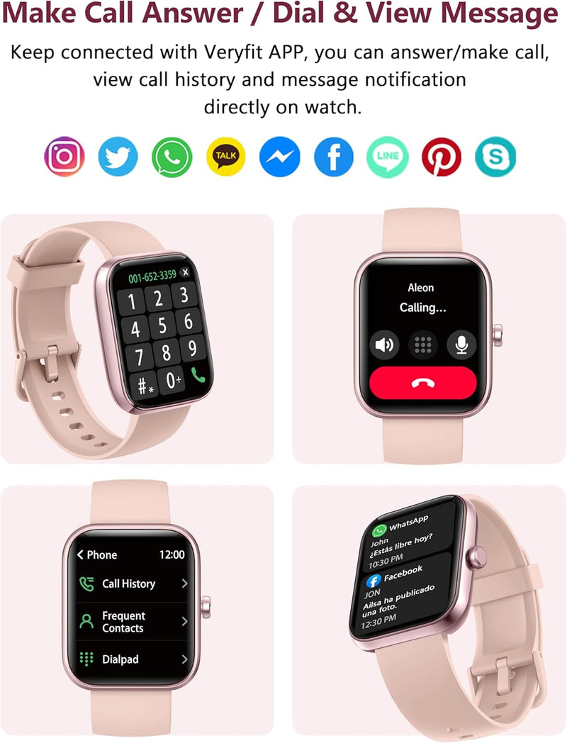 Smart Watch for Women Men (Answer/Make Call), 2026 New 1.91" HD SmartWatch, Fitness Watch with 120+ Sport Modes, IP68 Waterproof, Pedometer, Heart Rate/Sleep Monitor, Activity Tracker for Android iOS Pink
