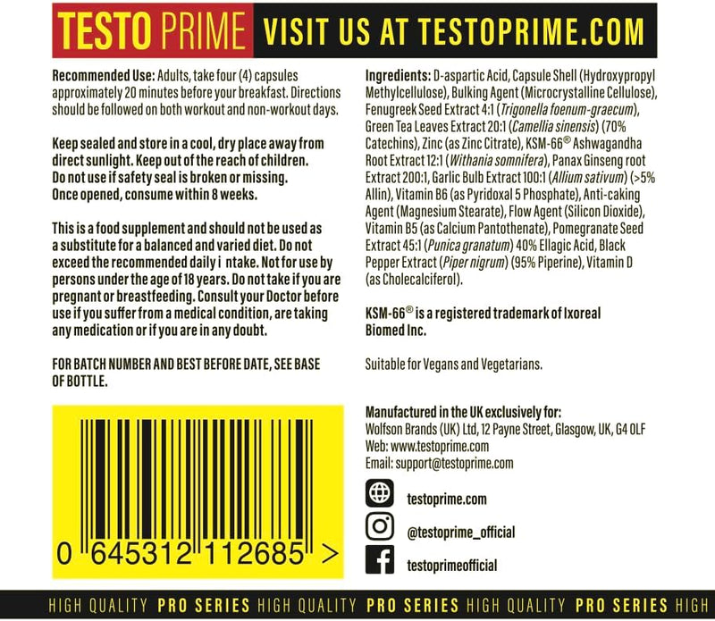 Testo Prime - 60 Capsules - Supplement Paradise - BeesActive Australia