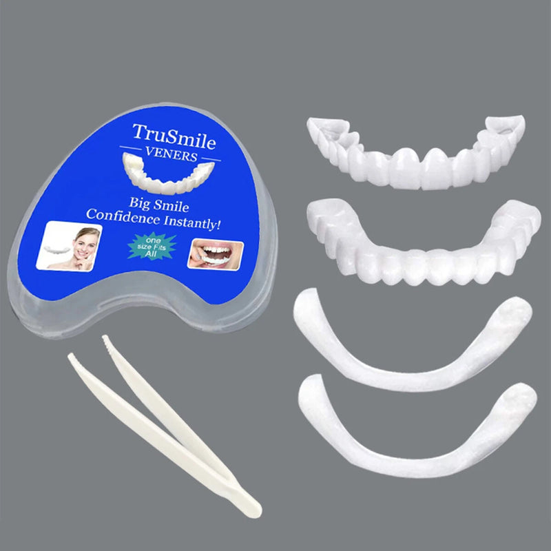 Snap On Veneers for Women & Men, Instant Smile Enhancer Cosmetic Teeth Covers, Natural White Temporary Dentures for Missing, Stained or Broken Teeth, Smile Restoration Kit with Portable Travel Case