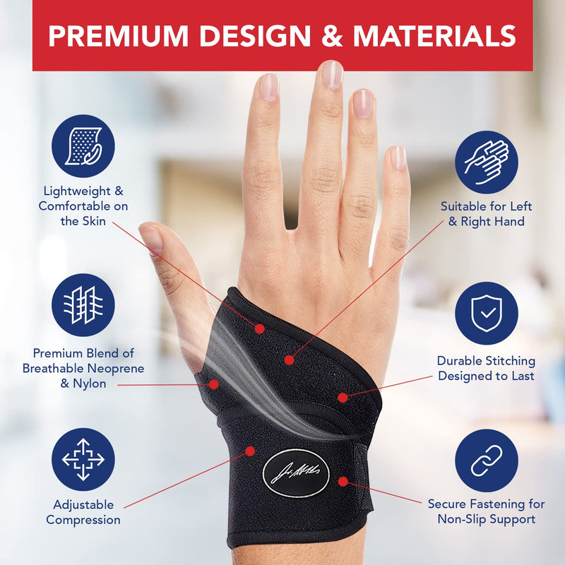 Dr. Arthritis Doctor Developed Copper Wrist Brace/Wrap for Carpal Tunnel Support, Wrist Splint Brace -F.D.A. Medical Device & Doctor Handbook-Night Support for Women Men-Right & Left hands (Single) Single (R or L) - BeesActive Australia