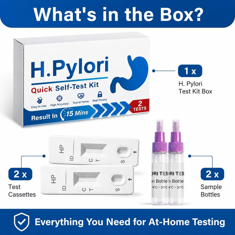 Helicobacter Pylori Stool Test Kits, H. Pylori，h. Pylori Stool (Antigen) 10-15 Minutes of Quick Home Testing, The Result is Highly Accurate, Easy to Read and use