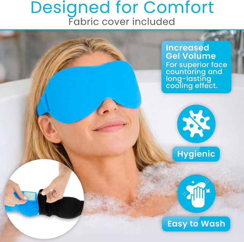 Arctic Flex Cold Eye Mask - Gel Ice Pack For Cool Sleeping, Dry Night Treatment - Reusable Hot Spa Therapy For Sleep, Skin Puffiness, Migraine, Soothing Headache - Soft Cooling Heating Compress Cover