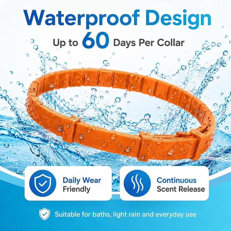 Calming Collar for Cats - Cat Calming Collar Infused with Synthetic Pheromones, Cat Pheromone Diffuser Necklace for Anxiety Relief, Travel, Keeping Quiet - 4 Weeks Supply Each Collar (Orange, 4P)