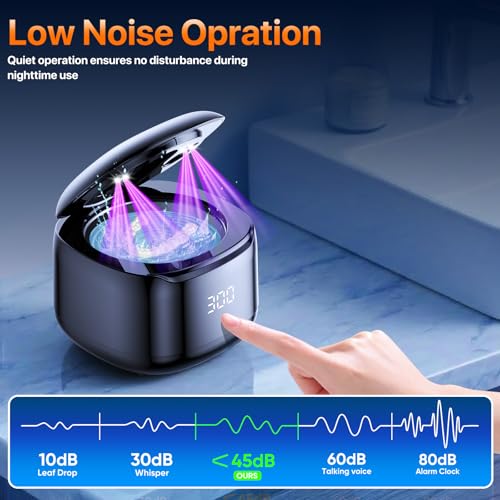 Ultrasonic Retainer Cleaner Machine, 49KHz 220ML Dental Cleaning Pod with Digital Timer, Deep Cleaning Ultrasonic Dentures Cleaner for Night Guards, Braces, Aligner, Toothbrush, Jewelry Black